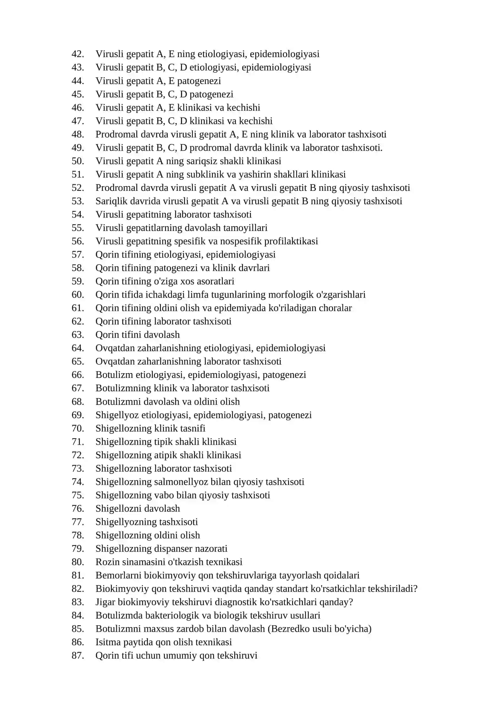 Юкумли касалликлар фанидан 5-курс даволаш факультети талабалари учун ёзма-огзаки суров назорат саволлари (2025-2026 укув йили) 2