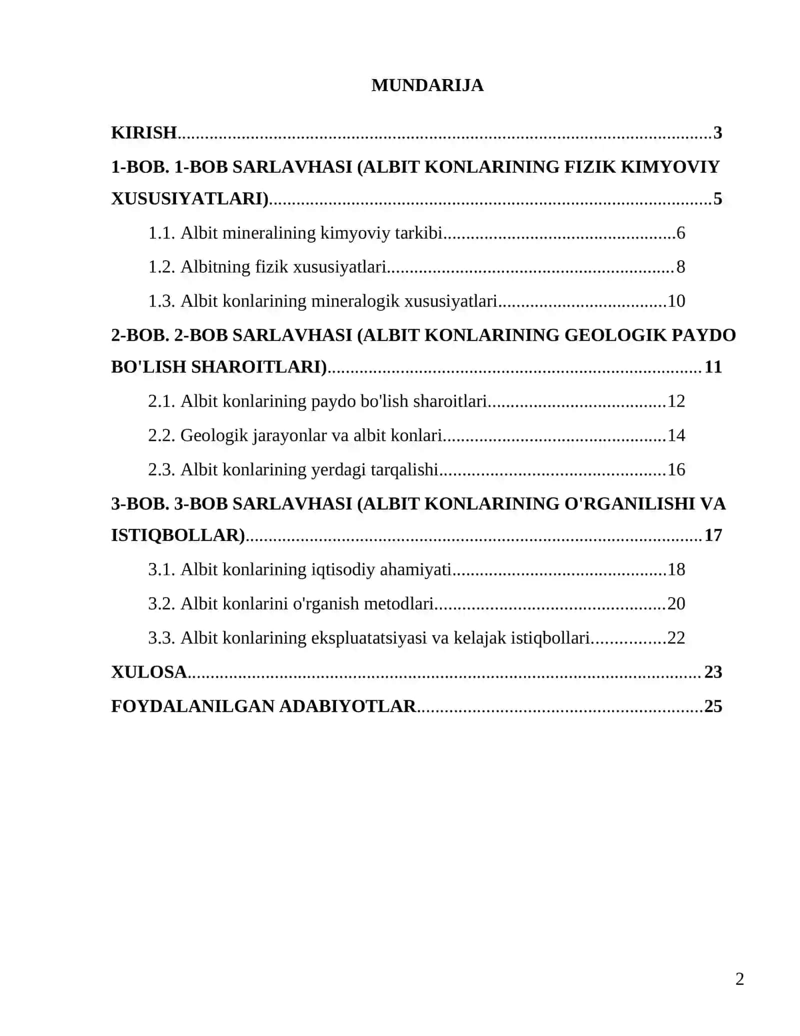 Foydali Qazilmalar Geologiyasi Fanidan Kurs Ishi 2