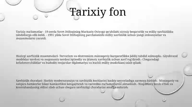 Milliy Xavfsizlikni Ta'Minlash Borasida Amalga Oshirilayotgan Ishlar 2