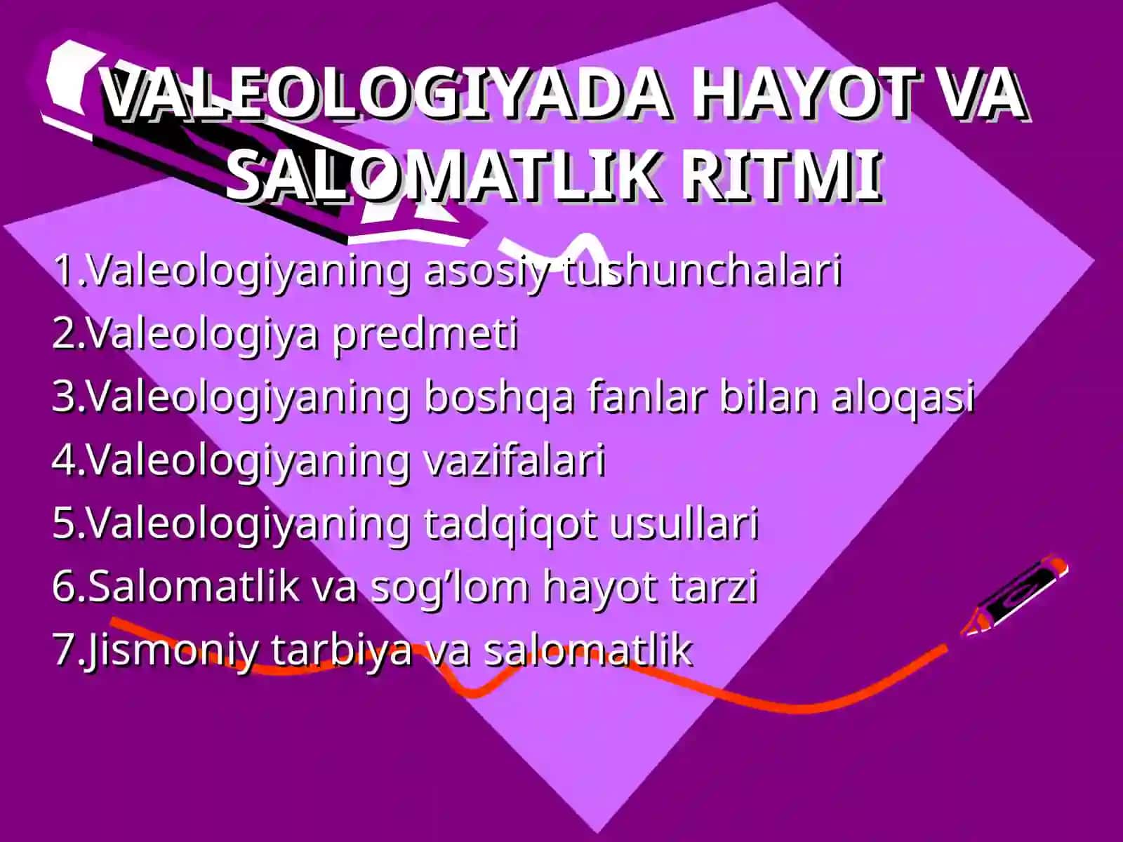 VALEOLOGIYADA HAYOT VA SALOMATLIK RITMI 2