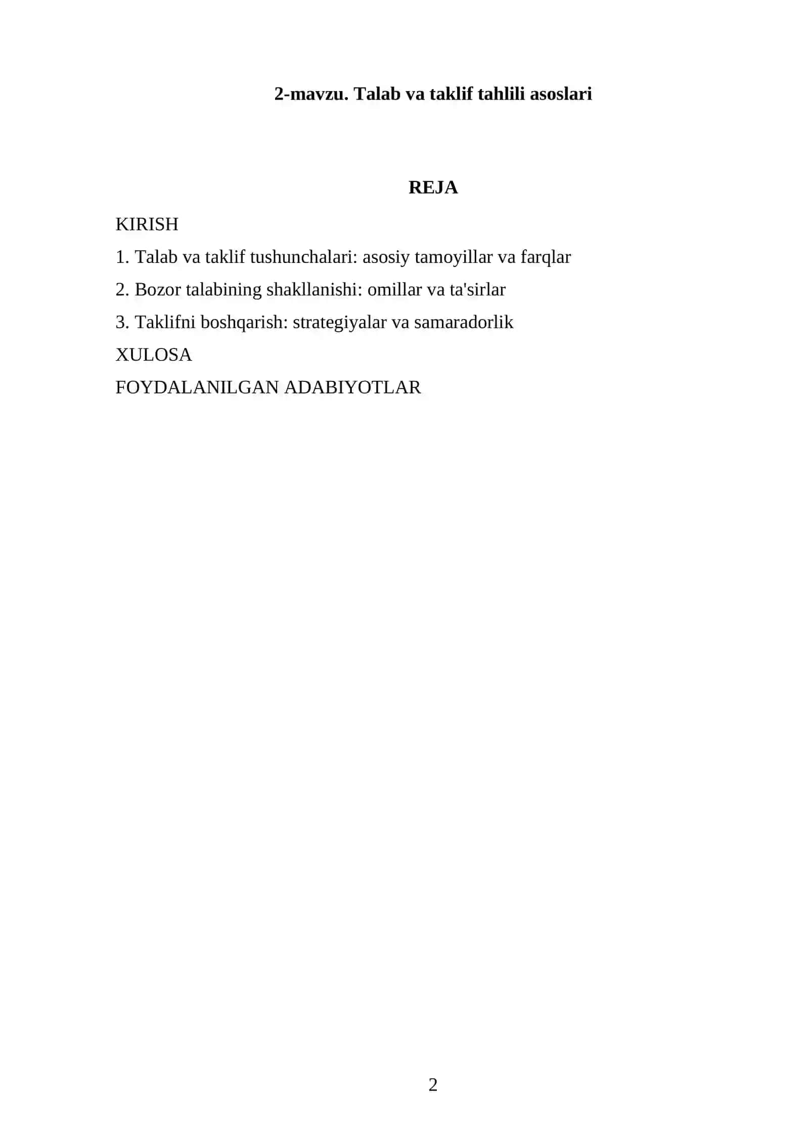 2-mavzu. Talab va taklif tahlili asoslari 2