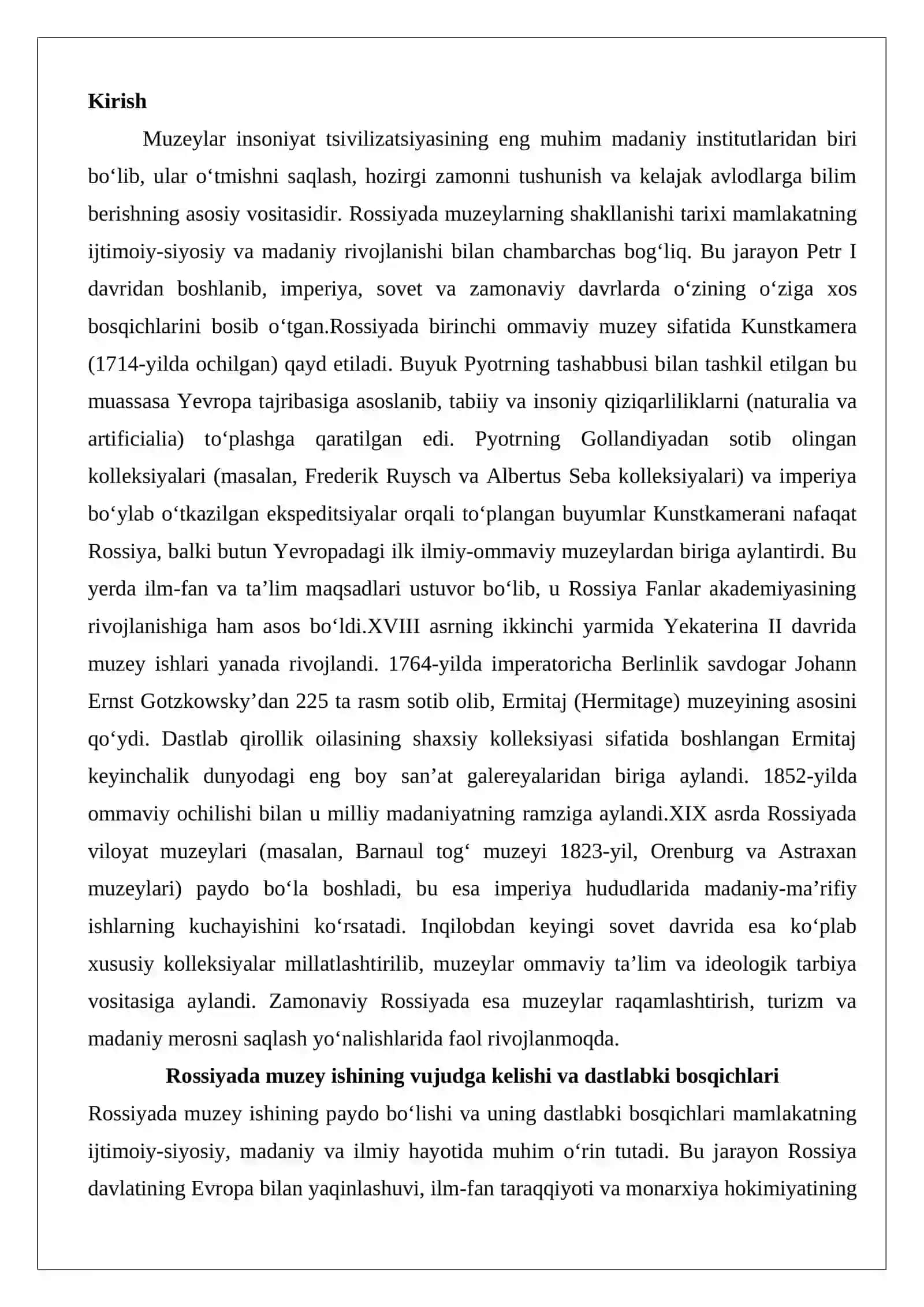 Rossiyada muzeylarning shakllanishi tarixi 2