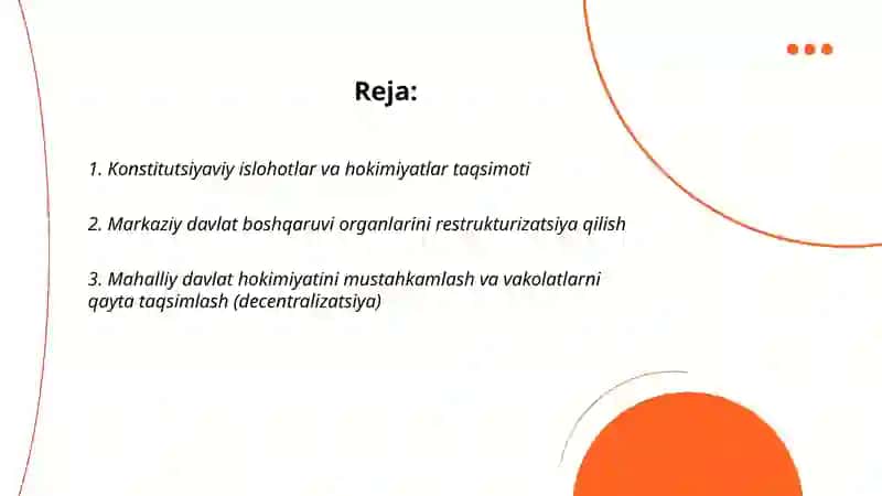 Islohotlar davlat boshqaruvining mustaqillik yillari 2