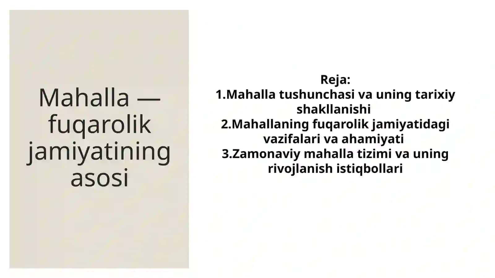 Mahalla — fuqarolik jamiyatining asosi 2
