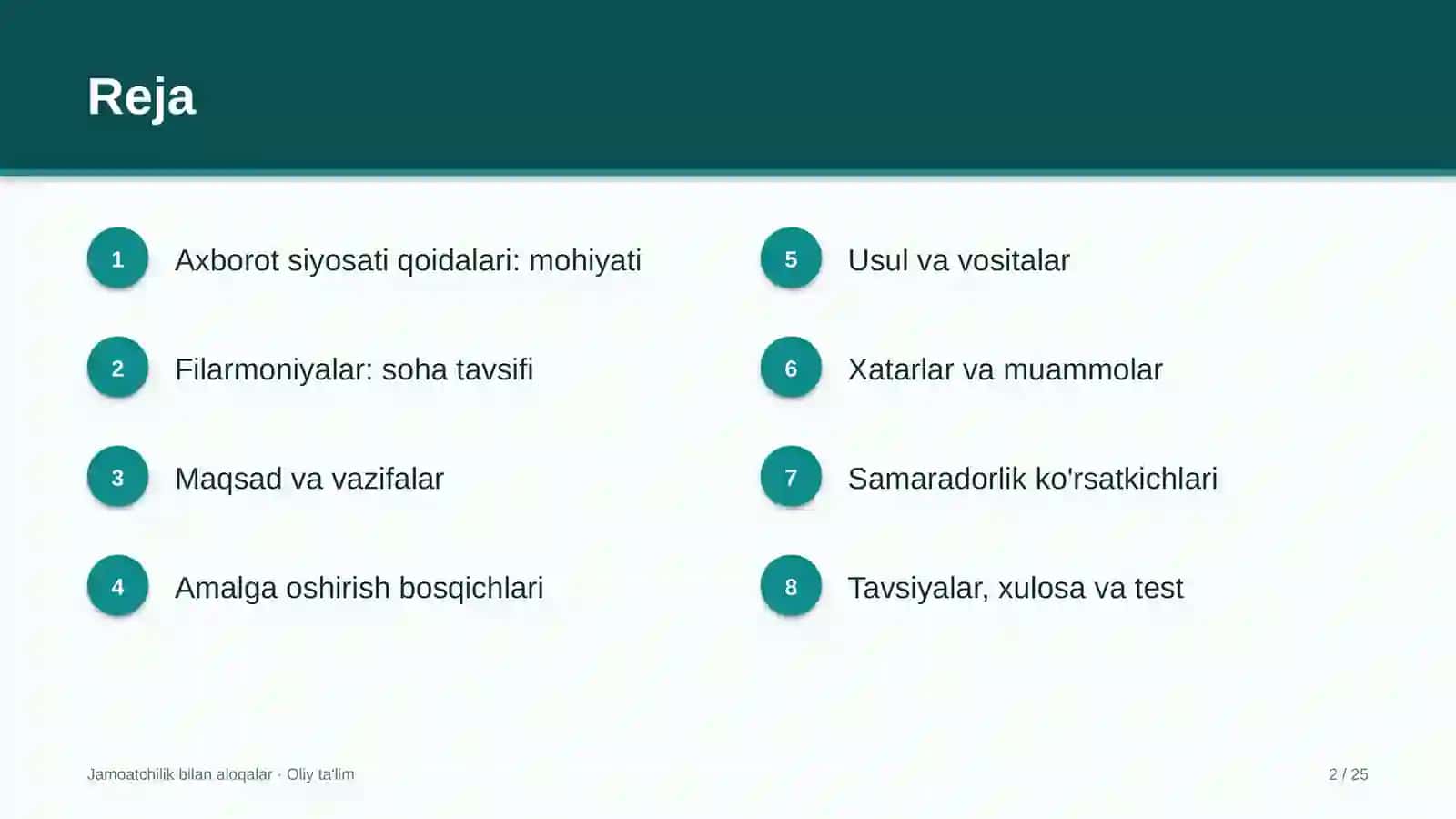 filarmoniyalarda axborot siyosati qoidalarini ishlab chiqish 8766 2
