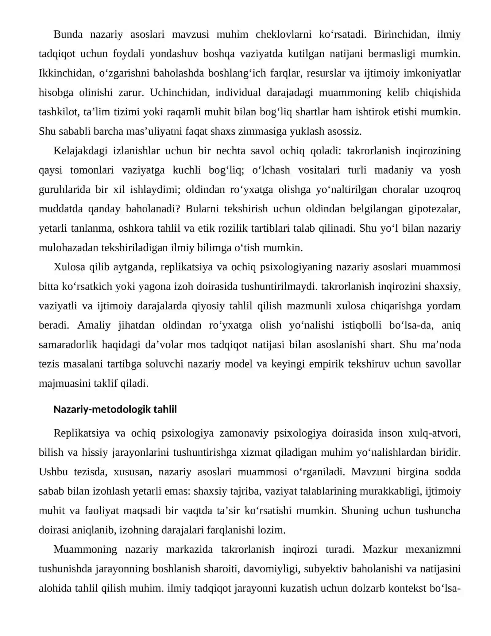 REPLIKATSIYA VA OCHIQ PSIXOLOGIYANING NAZARIY ASOSLARI 2