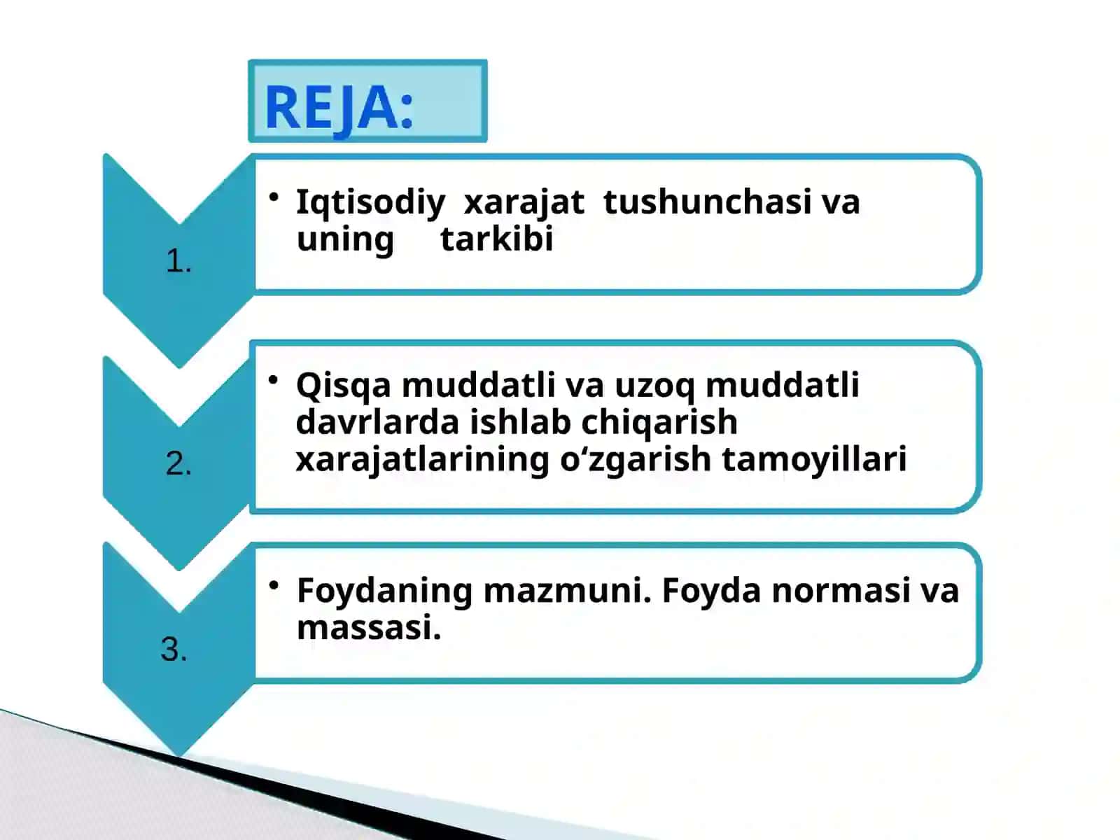 Ishlab chiqarish xarajatlari va foyda 2
