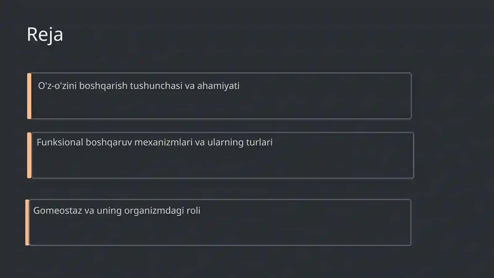 Organizmni o‘z – o‘zini boshqarishi 2