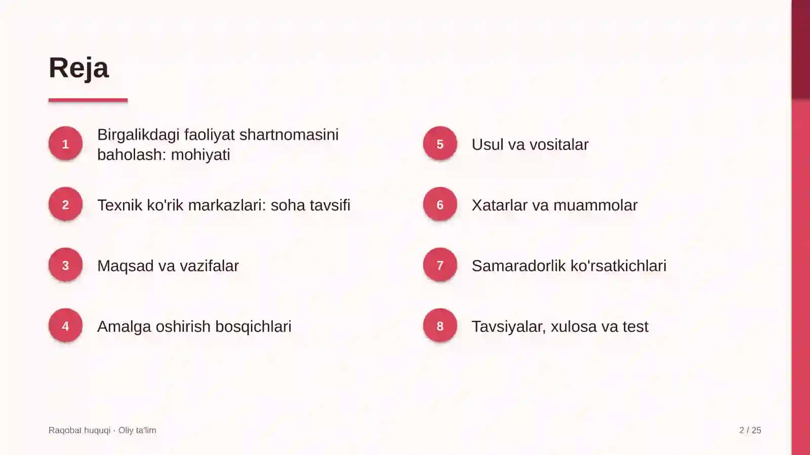 texnik ko'rik markazlarida birgalikdagi faoliyat shartnomalarini raqobat nuqtai nazaridan baholash 9449 2