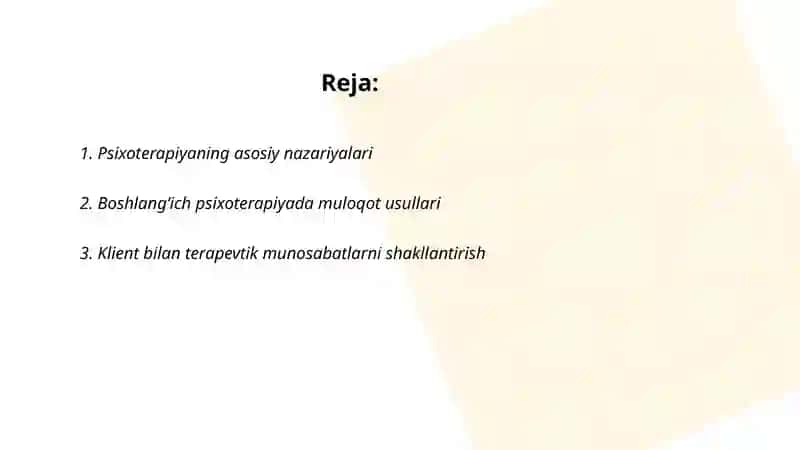 Boshlangʻich psixoterapiya 2