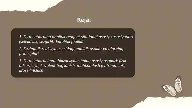 Fermentlar analitik reagentlar sifatida 2