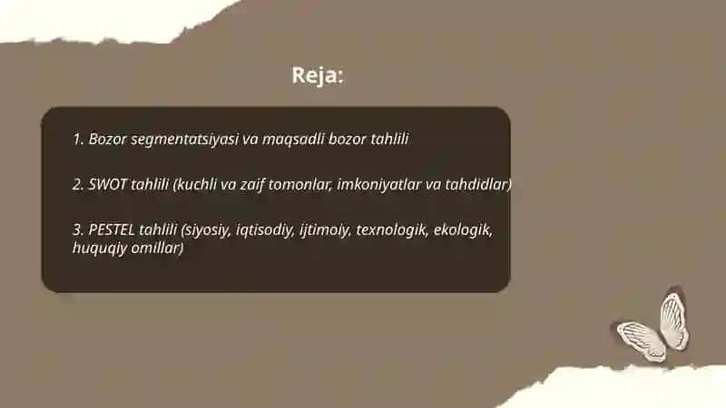 Marketing tahlili va usullari 2