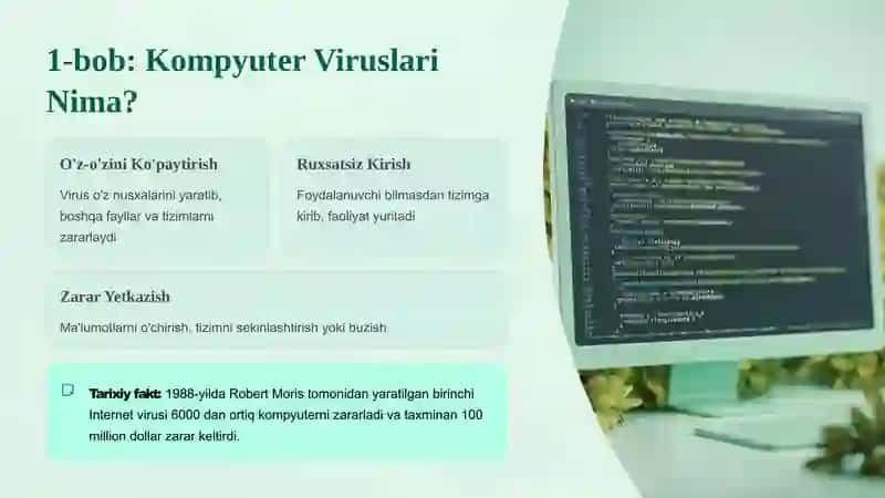 Kompyuter viruslari: zararlangan fayl turlari, virusdan himoyalash, virusdan himoyalovchi mashhur dasturlar 2