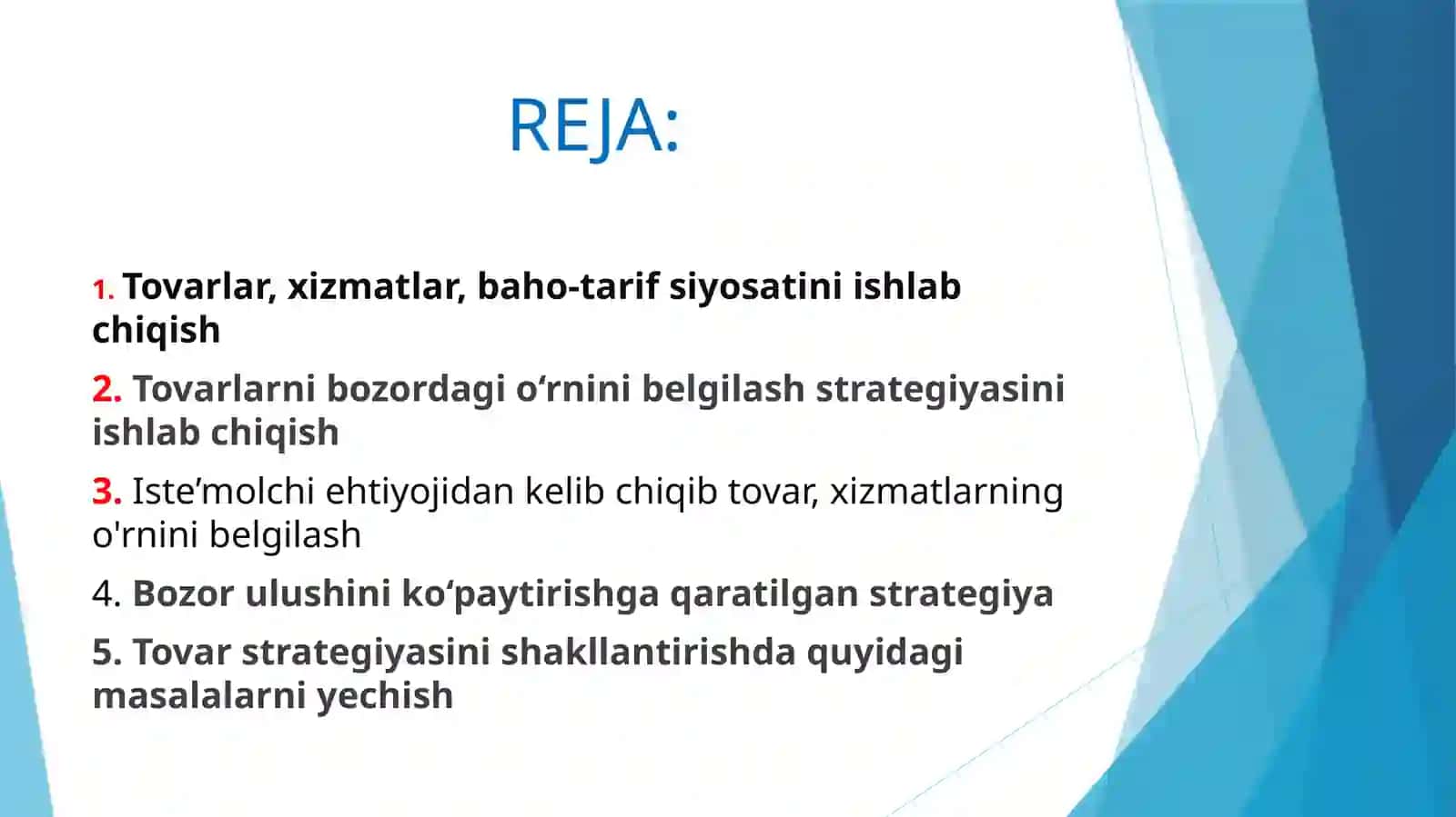 Tovar siyosati, bozordagi talab va ulishdagi kelib chiqgan holda marketing strategiyasing turlari 2