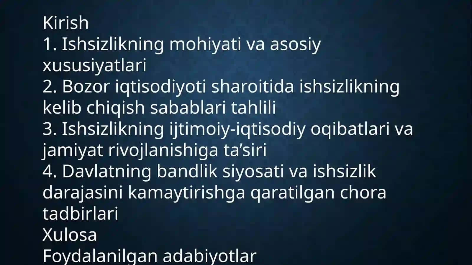 Ishsizlikning mohiyati va asosiy xususiyatlar 2