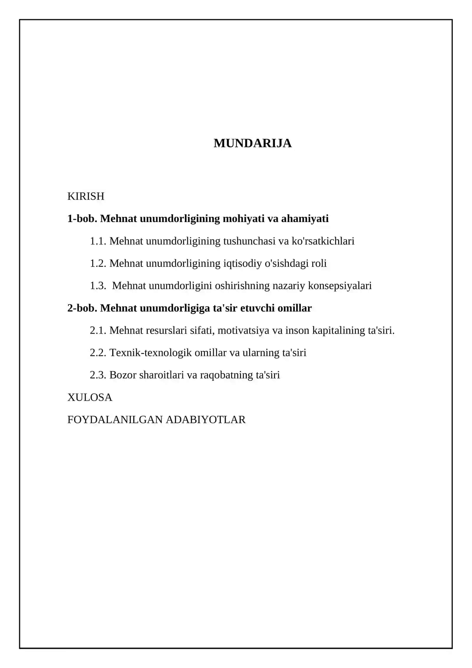 Mehnat unumdorligi va uning hajmiga ta’sir qiluvchi omillar 2