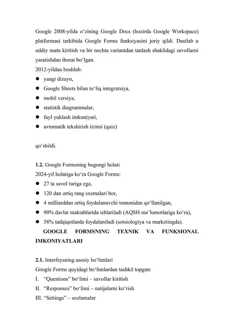 Google formsda onlayn so‘rovnomalar va testlar yaratish 2