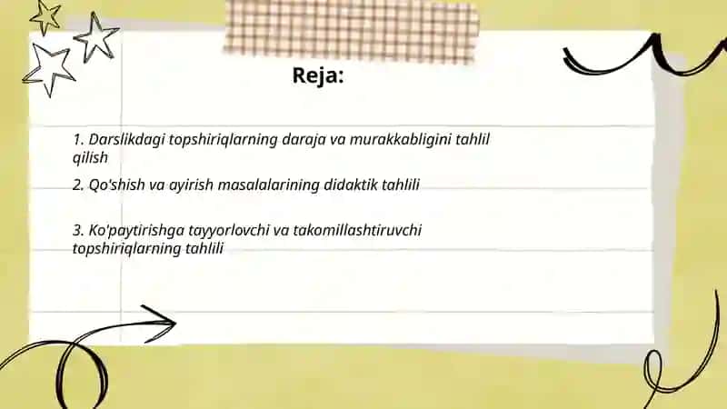 Ikkinchi sinf matematika darsligi topshiriqlarini tahlil qilish 2