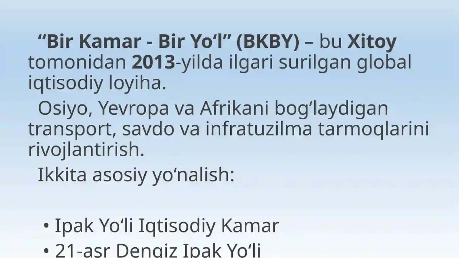"Bir Kamar - Bir Yo‘l" 2