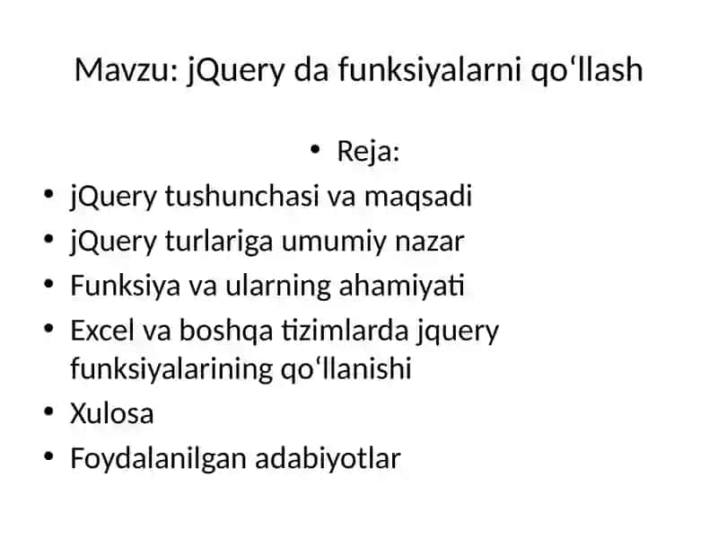jQuery funksiyalarni qo‘llash 2