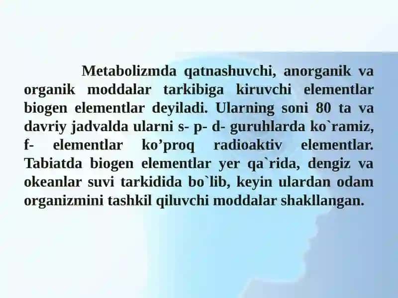BIOGEN ELEMENTLAR VA ULARNI AHAMIYATI 2
