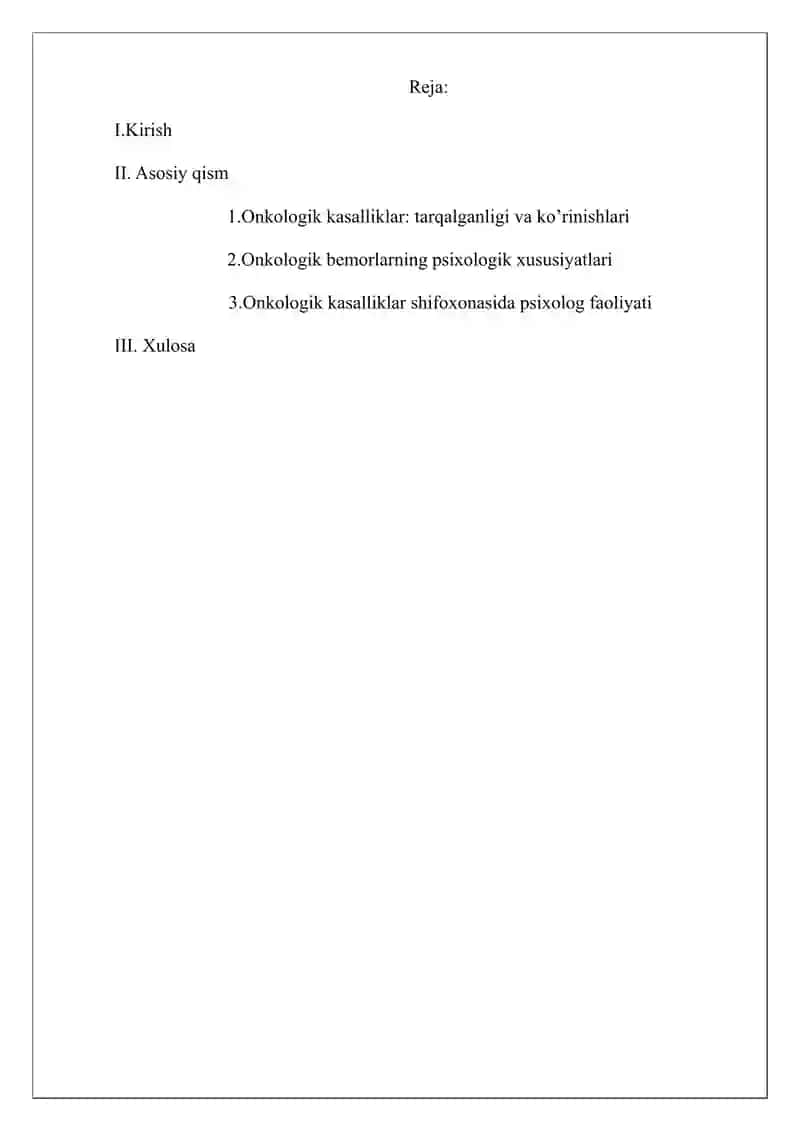 Onkologik kasalliklar bilan xastalangan bemorlarga xos xususiyatlar 2