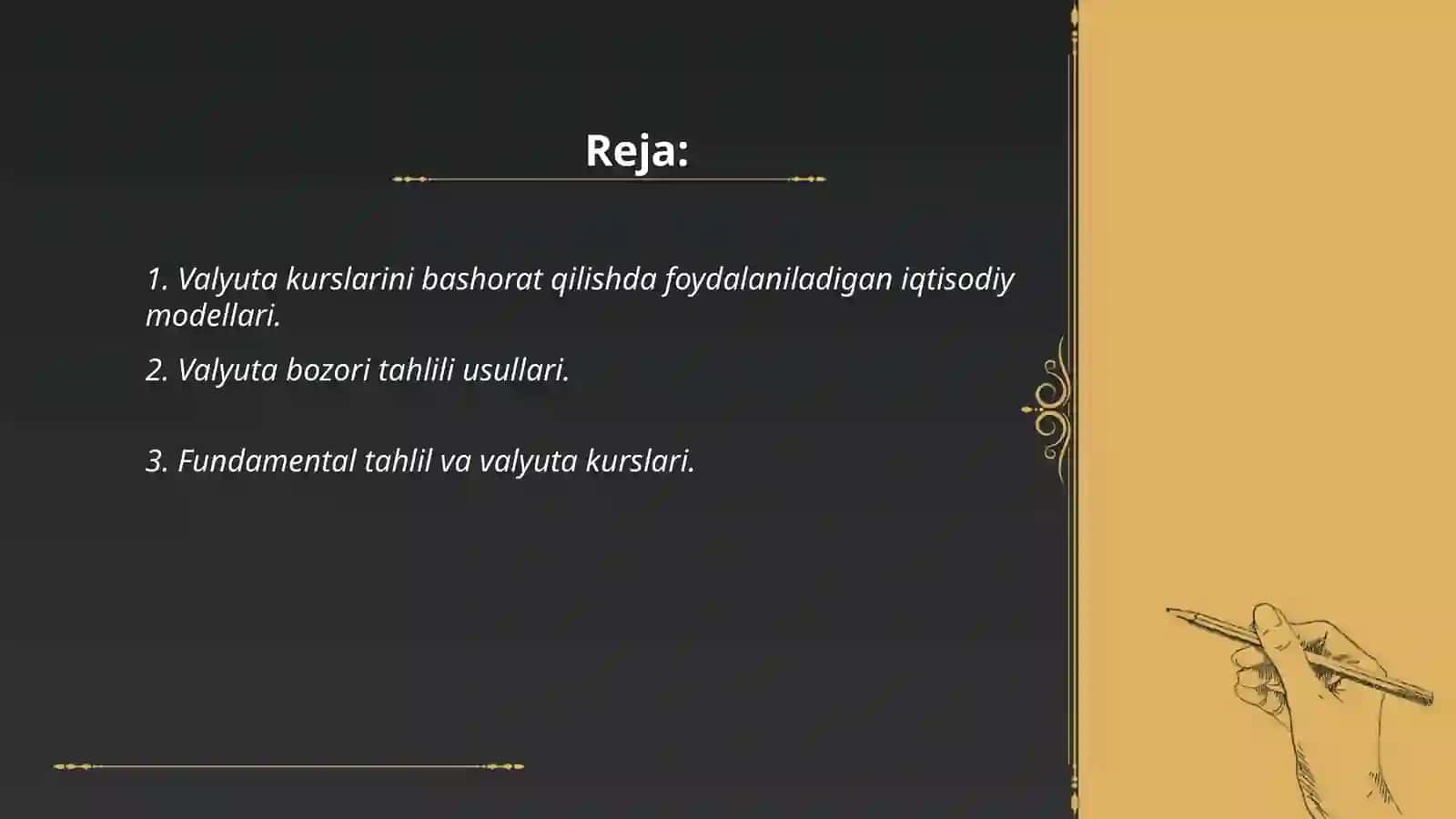 Valyuta kurslarini bashorat qilish va ular asosida qaror qabul qilish 2