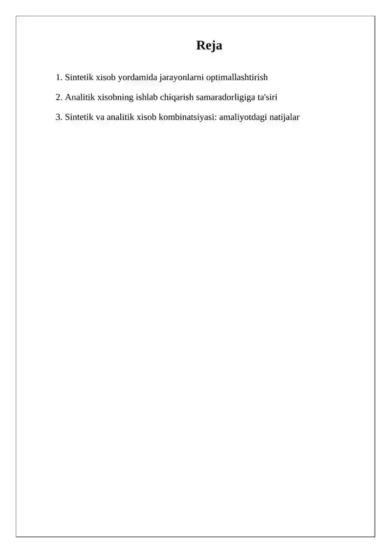 Sintetik va analitik xisob tashkil etish 2