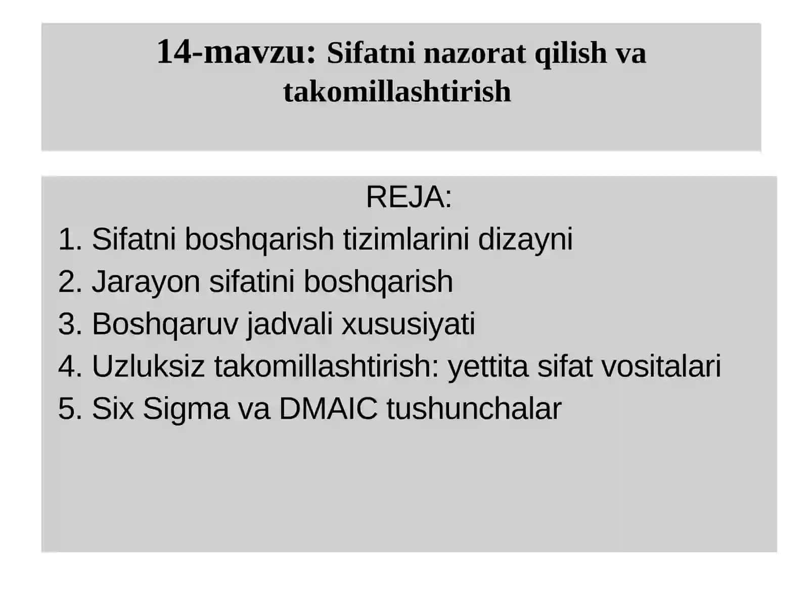 Operatsion Menejment Faniga oid mashg'ulot turi 2