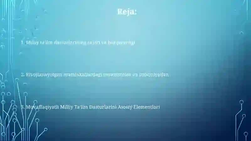 Rivojlangan mamlakatlarda Milliy tarbiya dasturlari 2