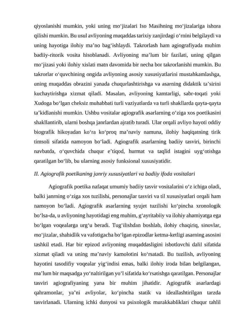 Agiografik asarlardagi badiiy tasvir vositalari poetikasini oʻrganish 2