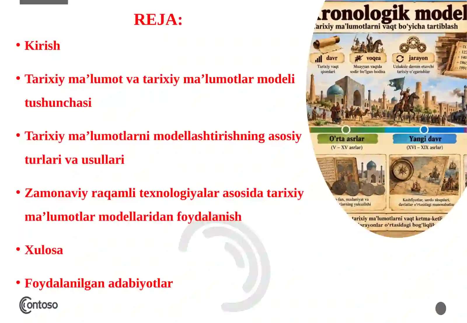 Tarixiy ma’lumotlar modellari. 2