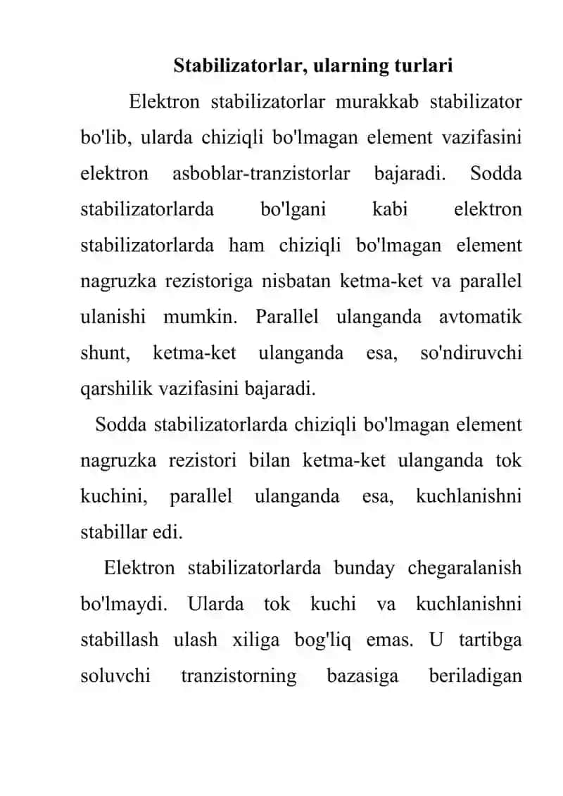 Stabilizatorlar va rezonans hodisalari 2