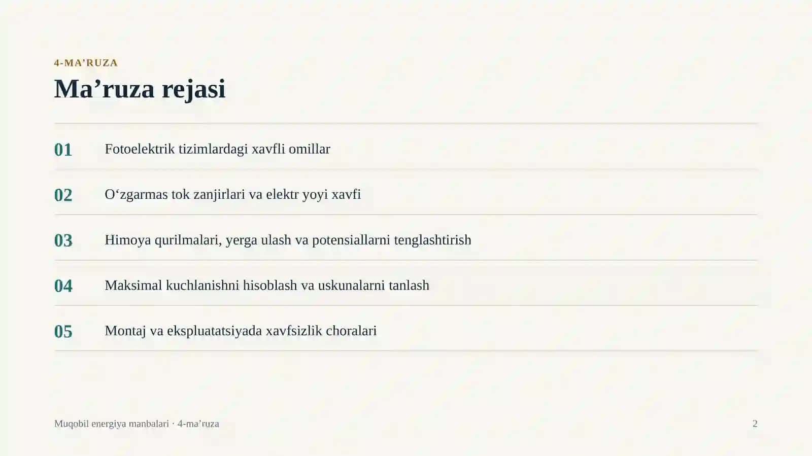 Fotoelektrik batareyalar elektr xavfsizligi bo‘yicha talablar 2