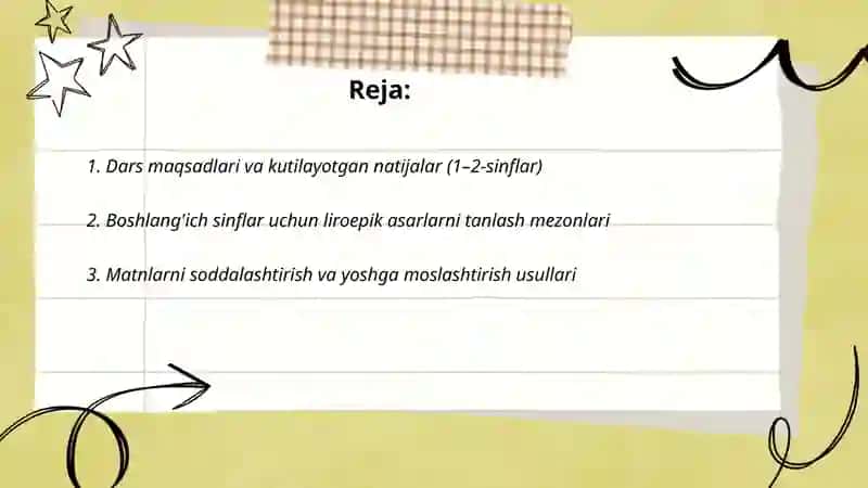 Boshlang'ich sinflarda liroepik asarlar ustida ishlash uchun metodik tavsiyalar 2