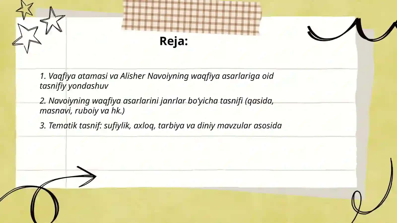 Alisher Navoiyning vaqfiya asarining tasnifi 2