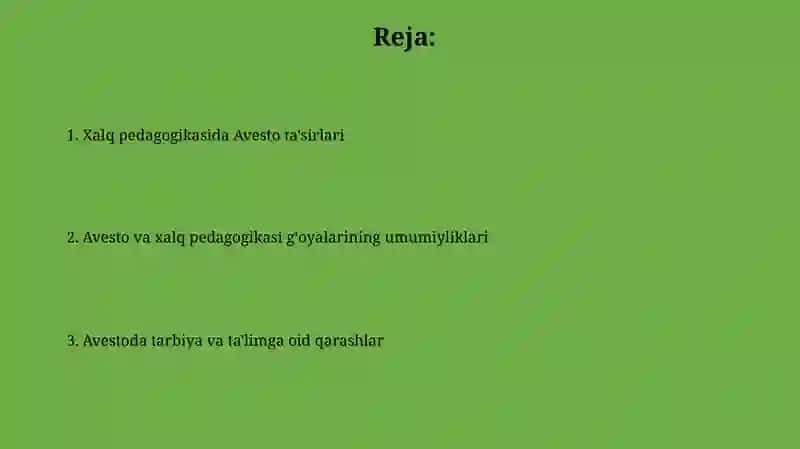 Avesto va xalq pedagogik gʻoyalarining uygʻunligi 2