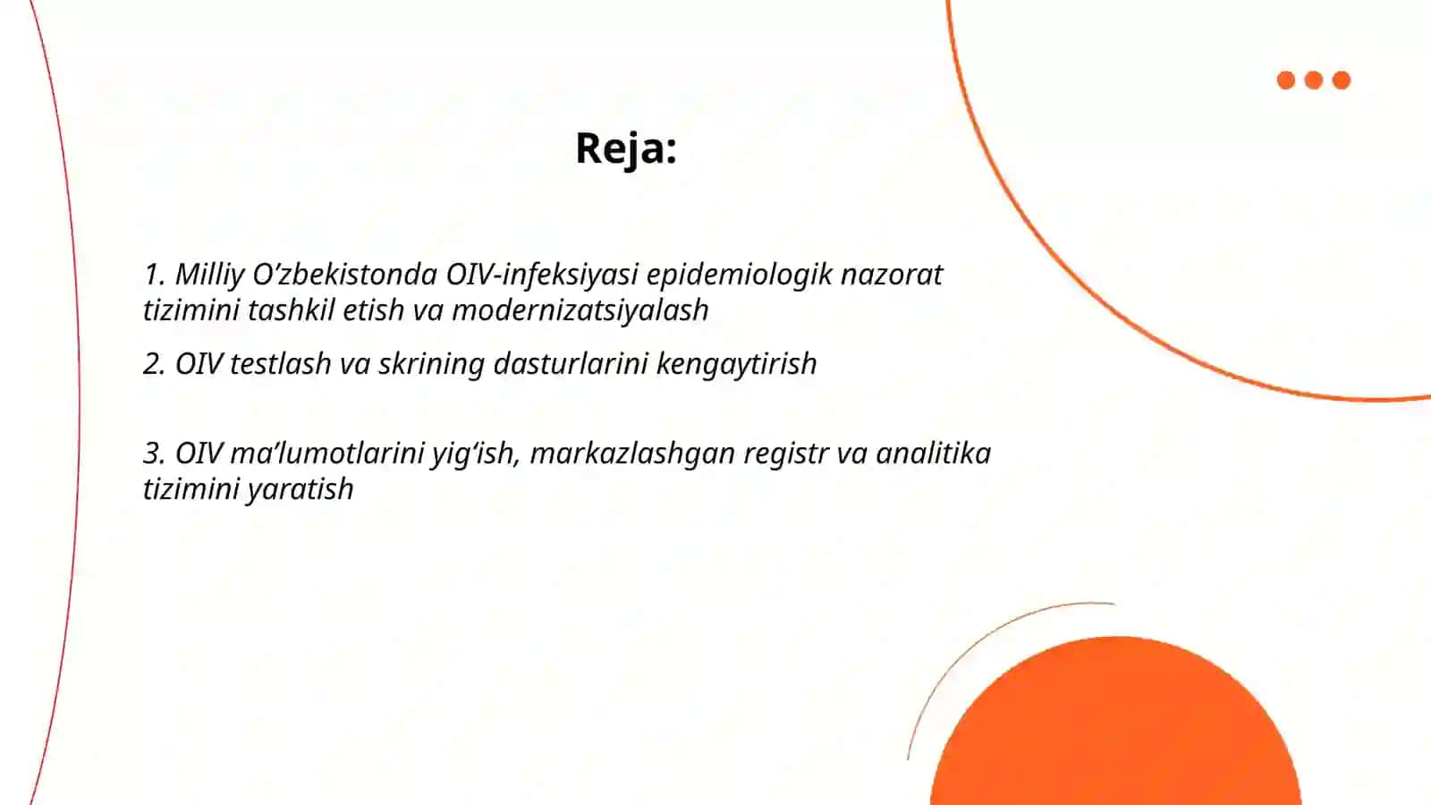 O’zbekistonda OIV-infekstiyasining profilaktikasi va epidemiologik nazoratini tashkillashtirish 2