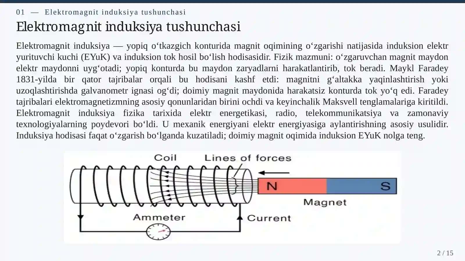 ELEKTROMAGNIT INDUKSIYA VA UNING TEXNIKADAGI QO‘LLANILISHI 2