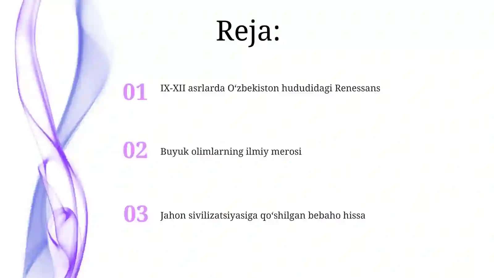 IX-XII asrlarda mamlakatimiz hududida uyg'onish Buyuk allomalarining jahon sivilizatsiyasiga 2