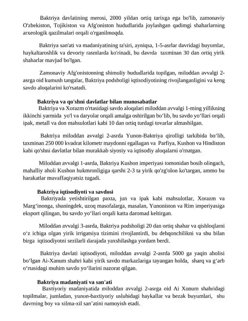 Baktriya davlati haqida 2