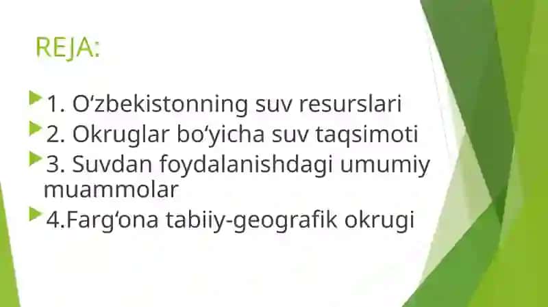 O‘zbekistonda suv resurslaridan   foydalanishada yuzaga kelayotgan   muammolar (okruglar miqyosida) slayd 2
