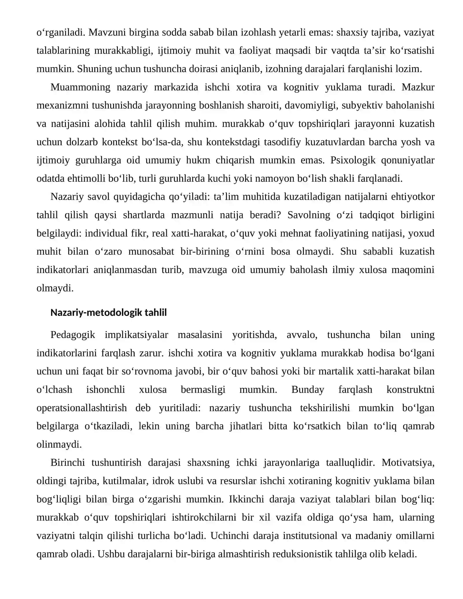 Ishchi xotiraning kognitiv yuklama bilan bog'liqligi - Ta'lim jarayonidagi ko'rinishlari 2