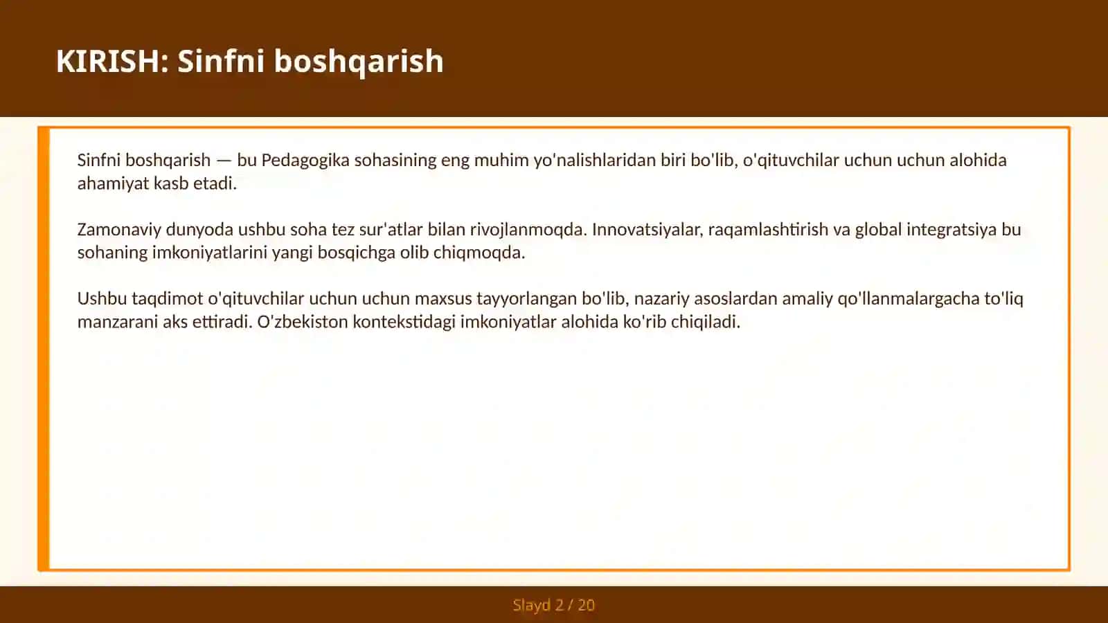 Sinfni boshqarish 2