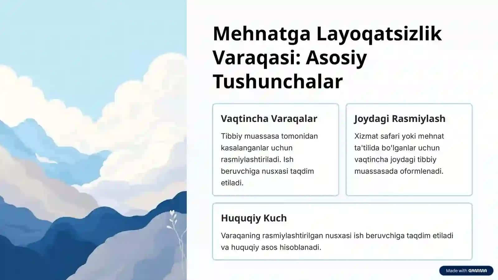 Vaqtinchalik va Turg'un Holatdagi Mehnatga Layoqatsizlikning Shifokorlik Ekspertizasini Tashkil Etish 2
