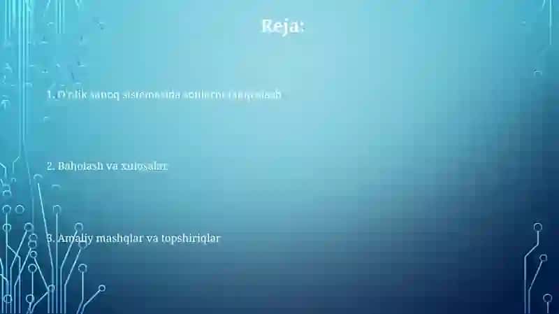 Oʻnlik ichida sonlarni taqqoslash dars ishlanma 2
