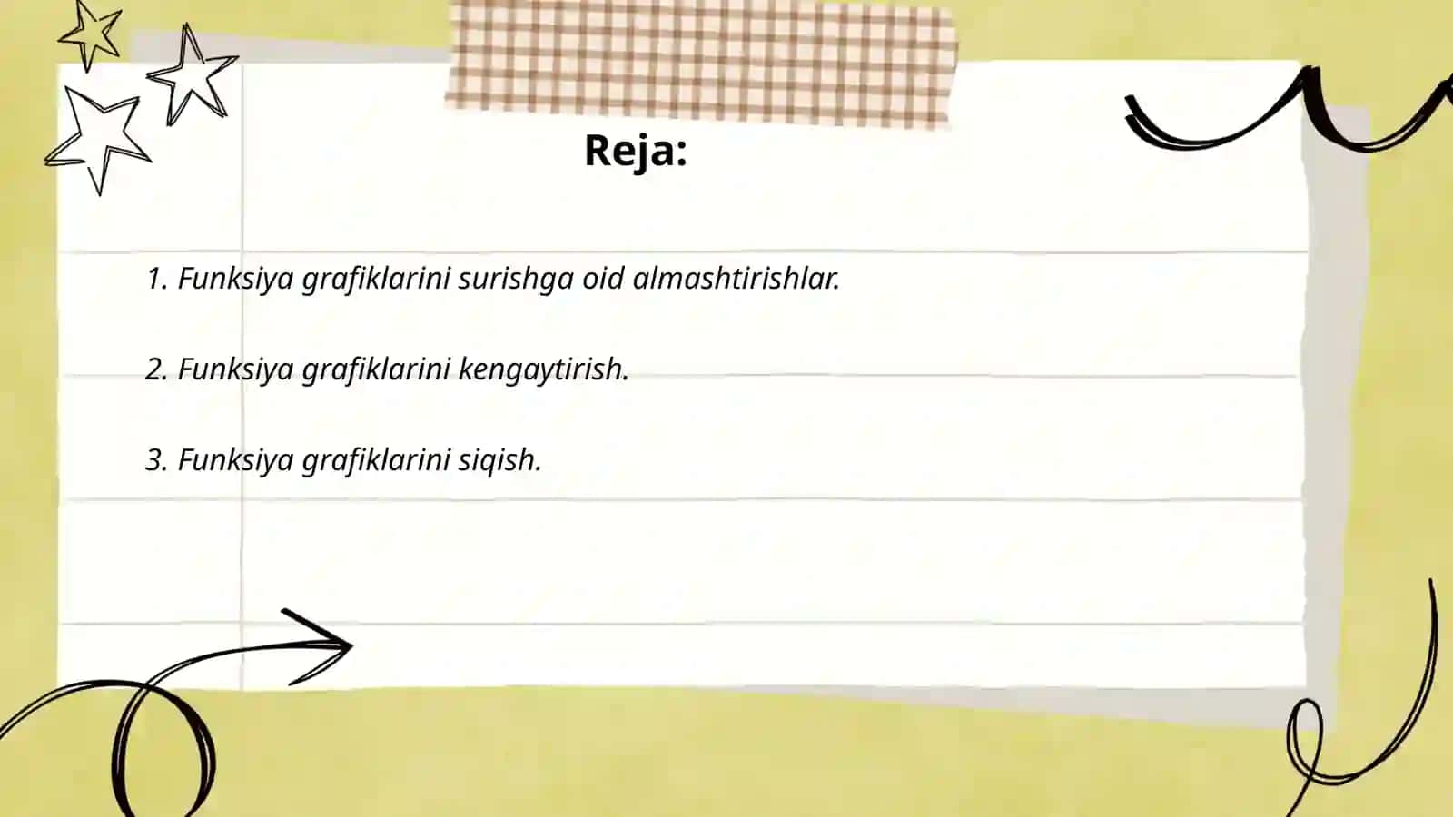 Funksiya grafiklarini sodda almashtirishlar 2
