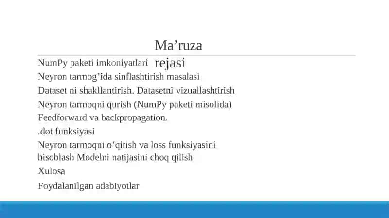 Neyron tarmoqlarini o’qitish algoritmlari 2