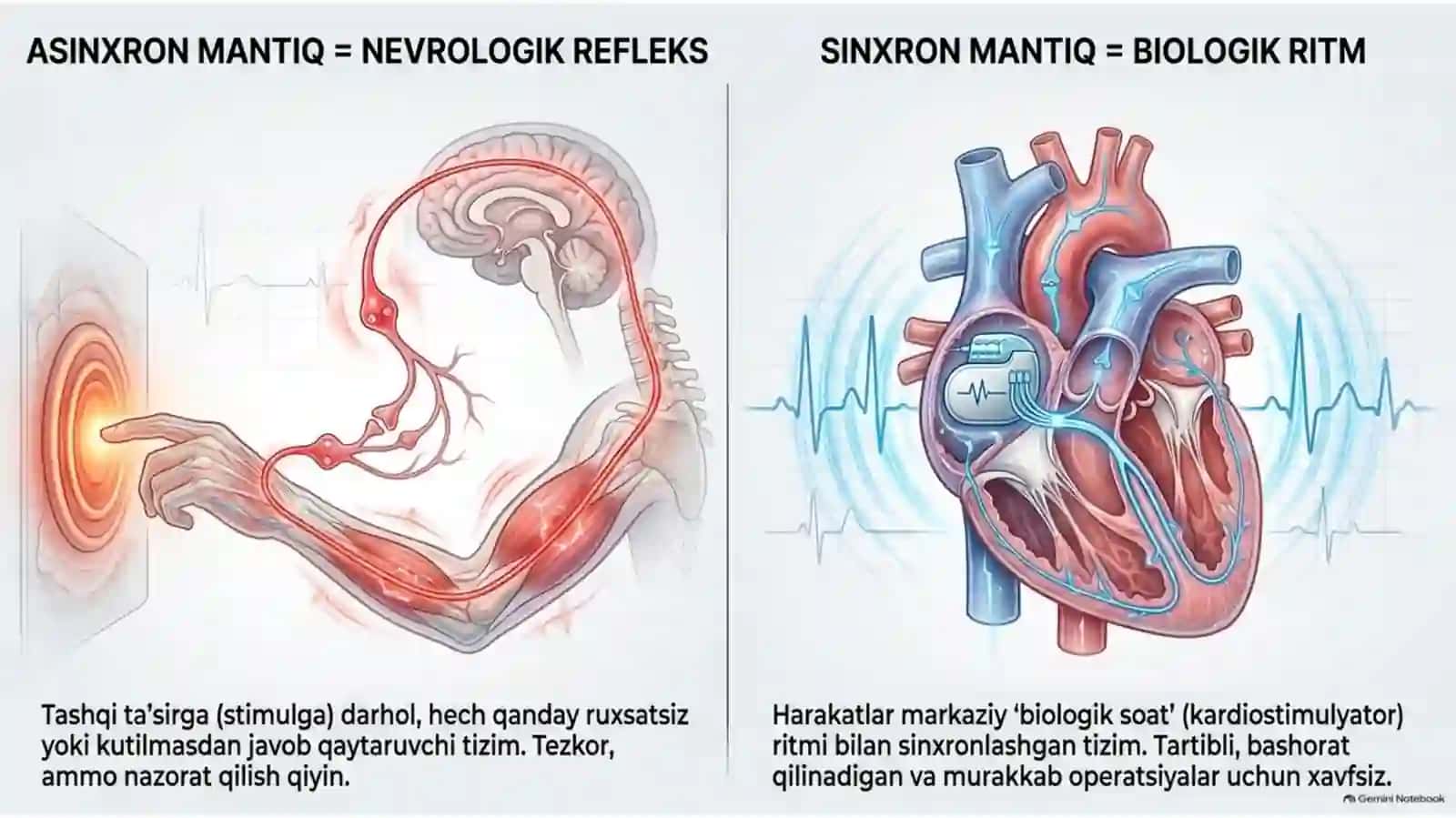Asinxron va sinxron mantiqning "refleksdan ritmga" evolyutsiyasi. Muhandislik va biotibbiyot yechimlari kesishmasida raqamli xotira asoslari. 2
