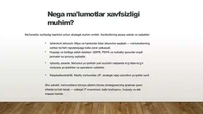 Ma'lumotlarni himoya qilish va xavfsiz uzatish usullari ppt slayd 2